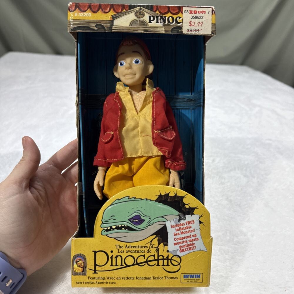 Vtg 1996 Equity Toys Adventures of Pinocchio 8" Doll Inflatable Sea Monster B
